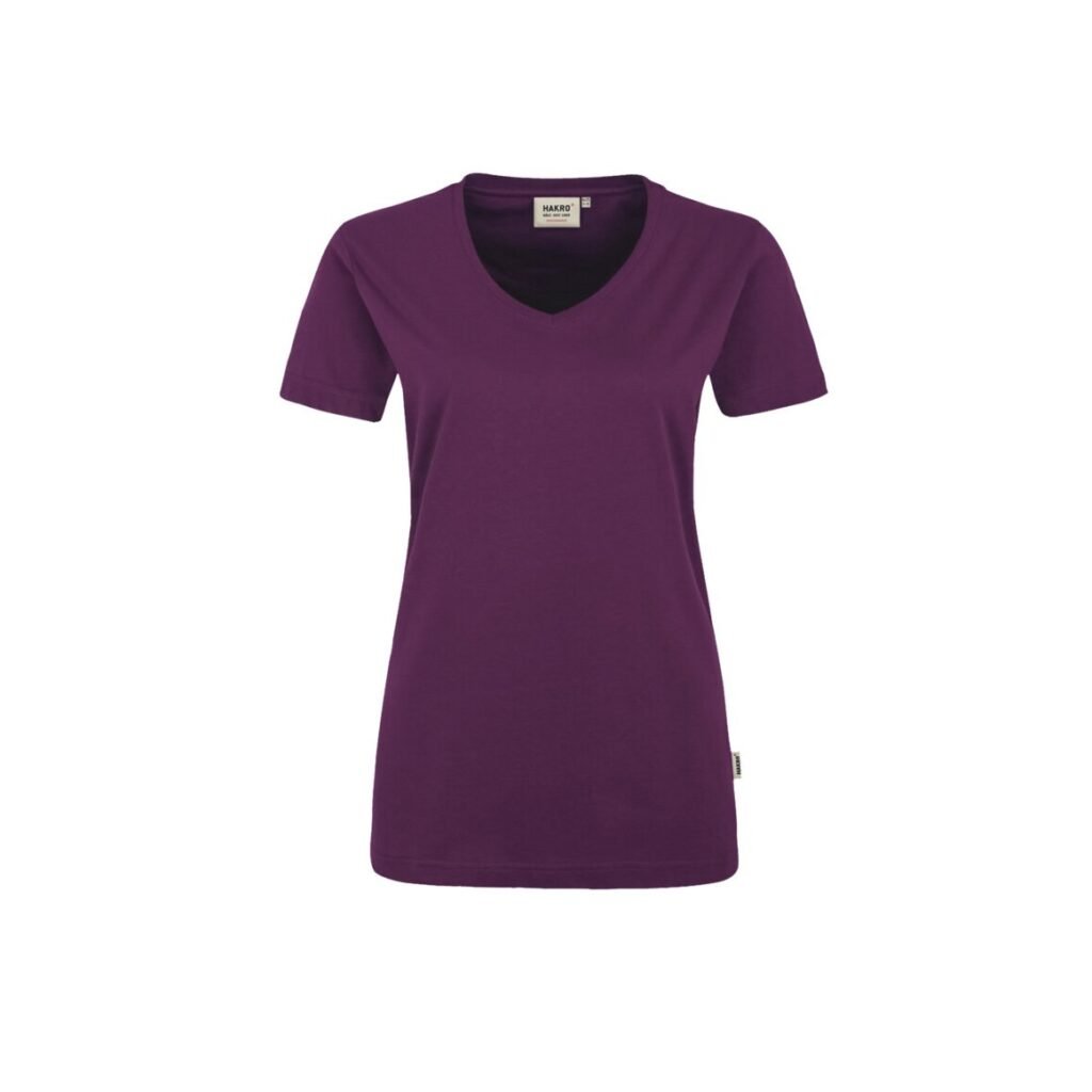 Women V-Shirt Performance, AUBERGINE (50% BW/50% Polyester, 160 g/m²)
