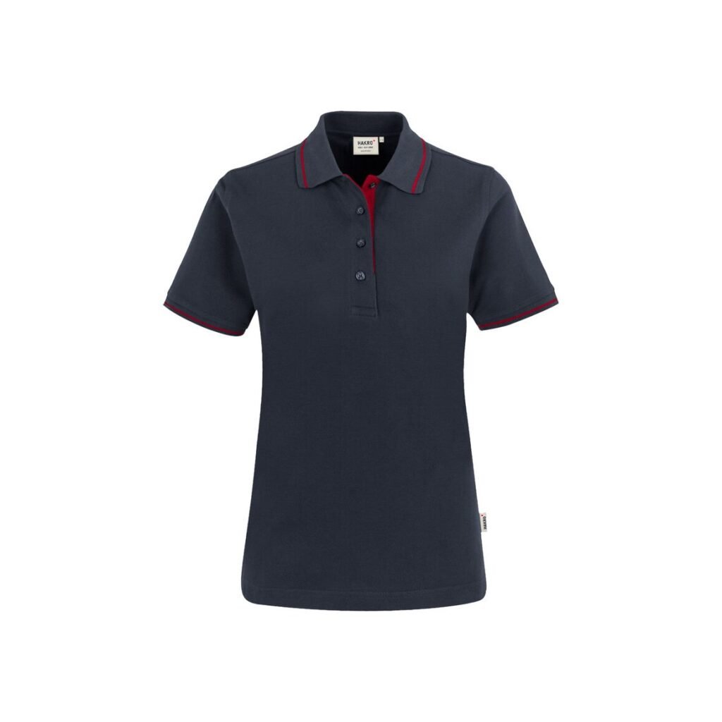 203 Women-Poloshirt Casual, TINTE/ROT (100% Baumwolle, 200g/m²)