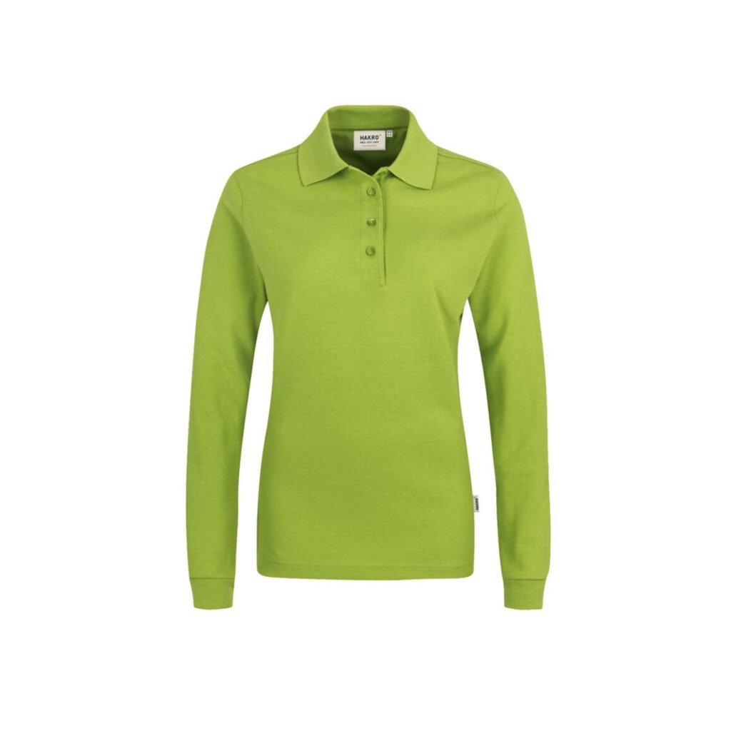 Women-Longsleeve-Poloshirt Performance, KIWI (50% BW/50% Polyester, 220 g/m²)