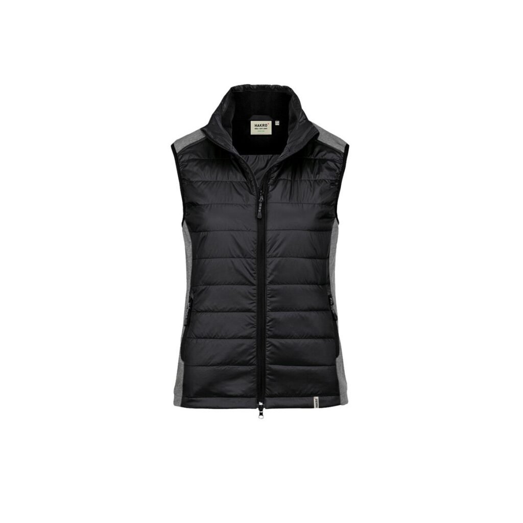 HAKRO Damen Hybridweste Alabama, regular fit, schwarz, Gewebe aus 98% Baumwolle/2% Elasthan,120 g/m²