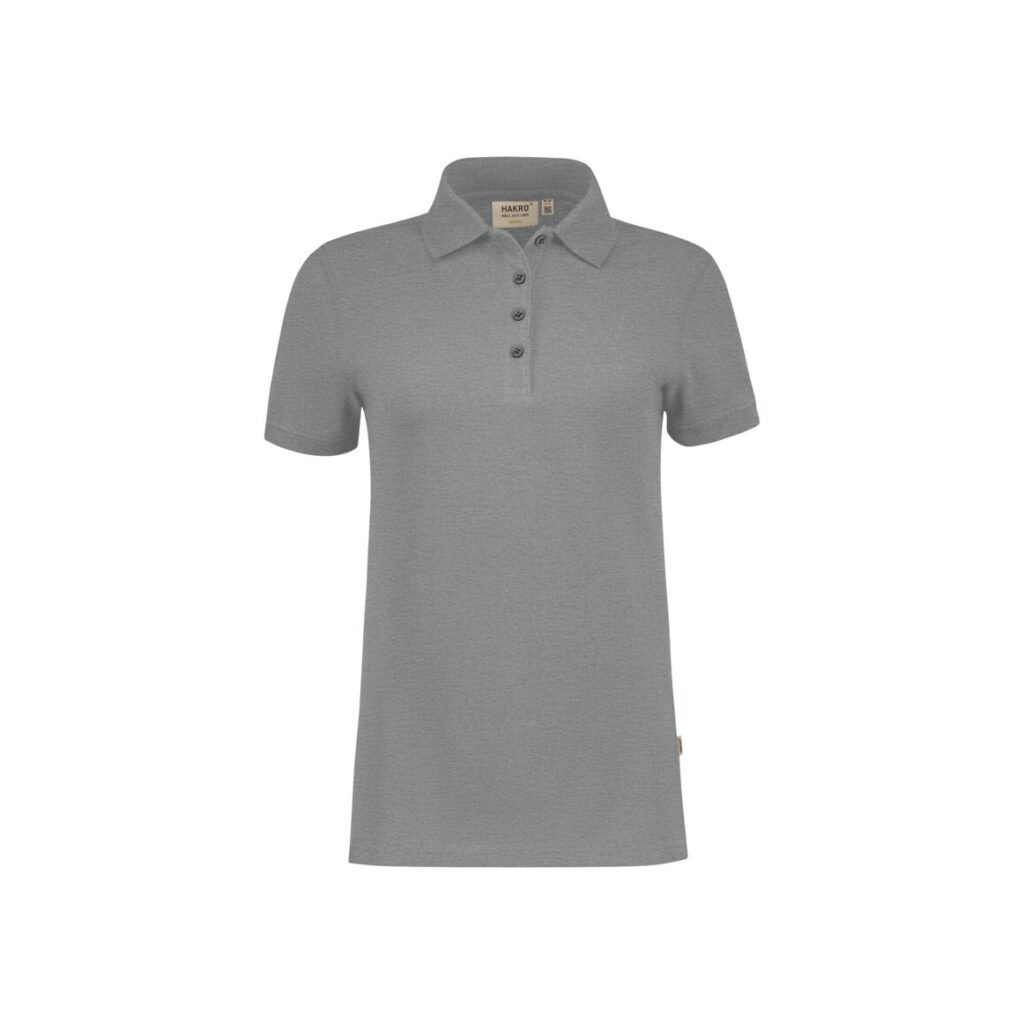 HAKRO Damen Poloshirt Bio-Baumwolle GOTS grau meliert