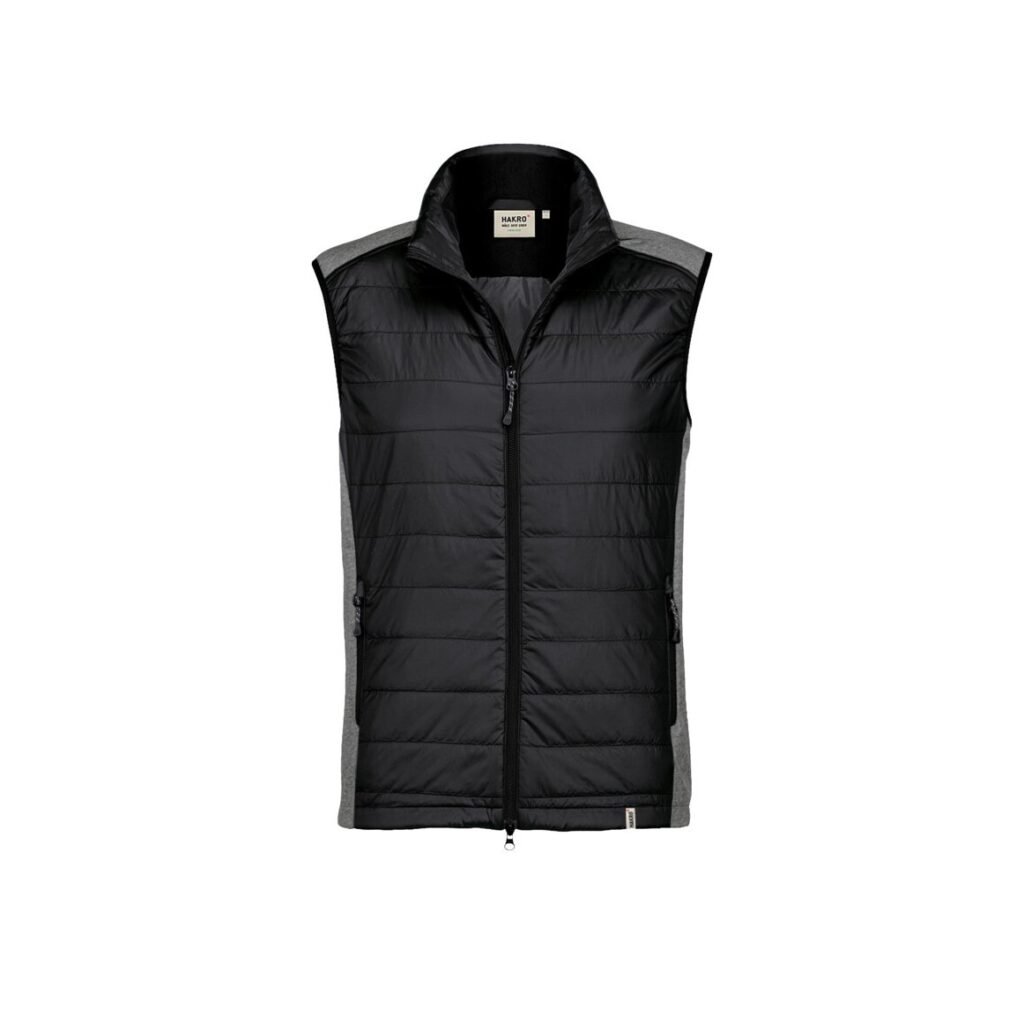 HAKRO Hybridweste Alabama, regular fit, schwarz, Micro-Ripstop aus 100 % Polyamid und Softshell aus 95 % Polyester und 5 % Elasthan, Wattierung aus 100 % Polyester